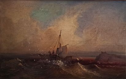 null French school of the XIXth century

Fishermen at sea

Oil on paper mounted on...