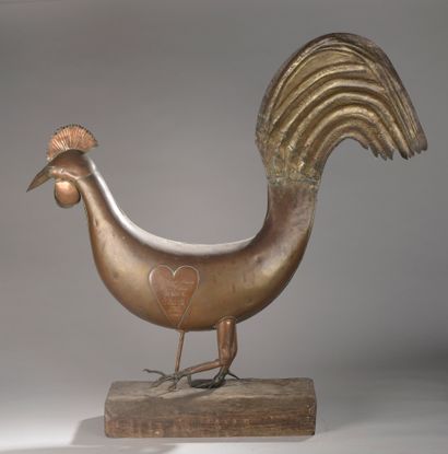 Weathervane in copper representing a rooster....