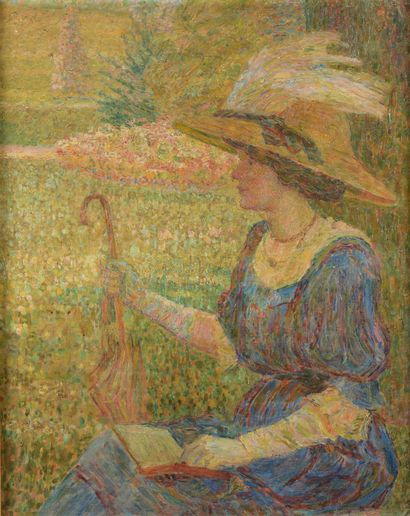 null Ludovic VALLEE (1864-1939)

Elegant woman with a parasol in a garden 

Oil on...