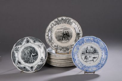 null CREIL & MONTEREAU 

Ten plates decorated with military scenes on the siege of...