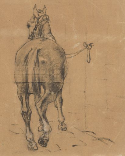 Lot including four study drawings of horses...
