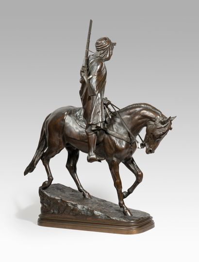 null Isidore BONHEUR (1827-1901) 

Guerrier arabe à cheval, vers 1880 

Bronze à...