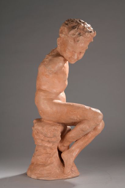 null School of the XXth century after CARPEAUX

Seated child 

Terracotta. 

Chips....