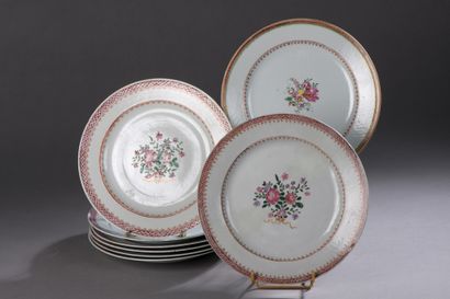 CHINA, Cie des Indes

Eight plates with polychrome...