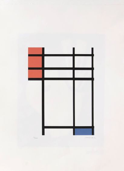  Quatre offsets d'après Matisse (x2), Mondrian et Lichtenstein 
70 x 50 cm pour les...