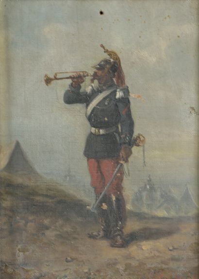 null Emile BUJON (XIXe-XXe)

Soldat sonnant le clairon

Huile sur toile. 

Signée...