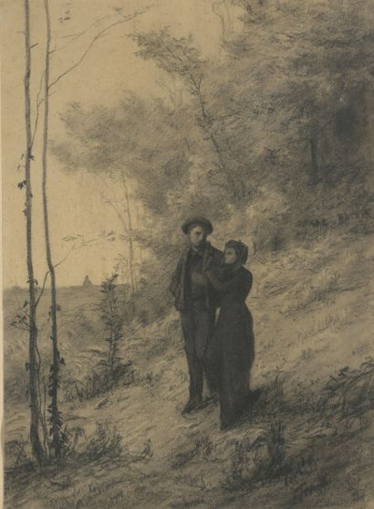 null École du XIXe siècle

Couple dans un paysage

Crayon sur papier.

Signature...