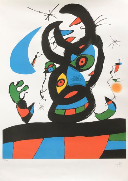  Cinq offsets d'après Miro (x2), Dali, Warhol et Lichtenstein 
76 x 57 cm pour les...