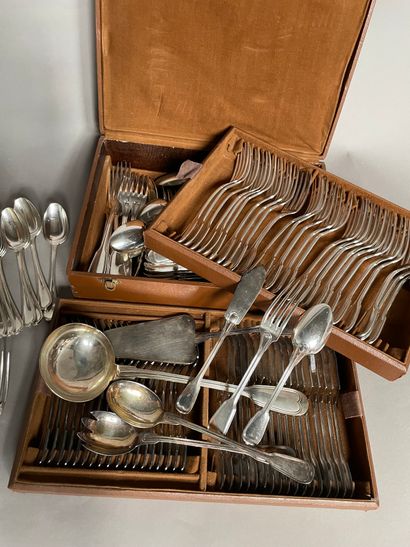 null Part of a silver plated menagere, filets model, including 36 table forks, 24...