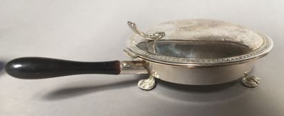 null Lot in silver plated metal including a covered frying pan, an ice bucket, two...