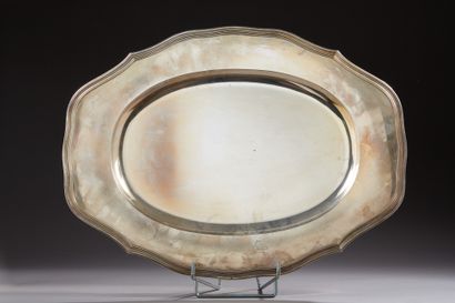 null BANCELIN - Silver dish 1st title 950‰, of oval form, molded with fillets. Signed,...