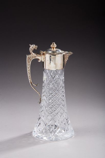 null Pitcher of truncated cone shape, the base in cut crystal, silver mount 1st title...