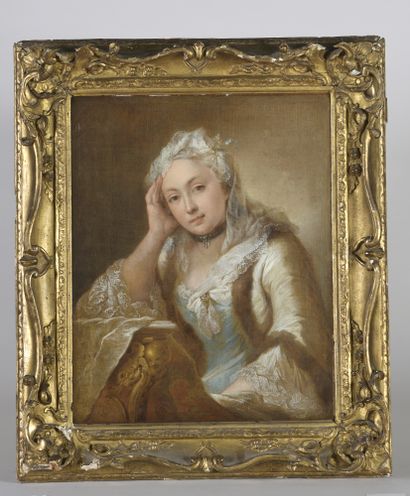null Attribué à Alessandro LONGHI (1733-1813)

Portrait de femme pensive

Toile.

44,5...