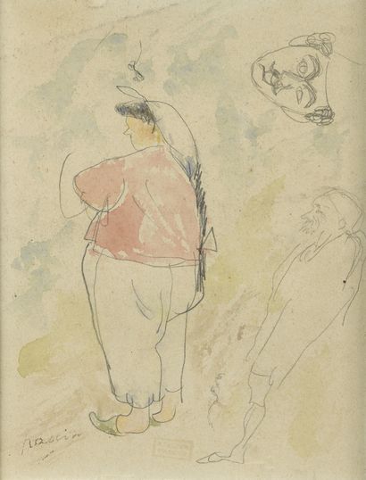 null Jules PASCIN (1885-1930)

Woman with red bodice 

Watercolor and pencil on paper.

Signed...