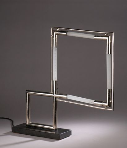 null Jacques ADNET (after a model of)

LAMP model "Quadro" with nickel-plated metal...