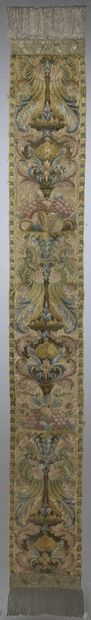null BANNER fabric embroidered with polychrome silk threads to the past point empiétant,...