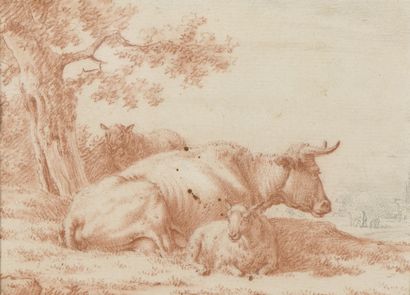 null Attribué à Paulus POTTER (1625-1654)

Vache et moutons sous un arbre

Sanguine...