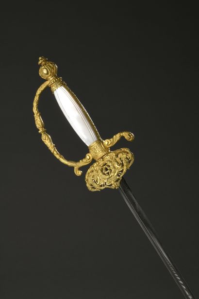 null Sword of high official or diplomat, chased and gilded brass guard, pierced claw...