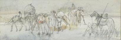 null Georges WASHINGTON (1827-1910)

The stop of the caravan 

Watercolor and pencil...