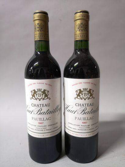 null 2 bouteilles 	CHÂTEAU HAUT BATAILLEY - 5e Gcc Pauillac	 1987	

Étiquettes légèrement...