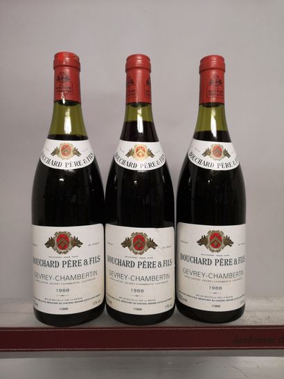 null 3 bottles GEVREY CHAMBERTIN - BOUCHARD Père Fils 1988 

Labels slightly stained....