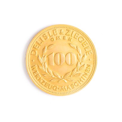 null Yellow gold medal 333‰, DELISLE ZIEGELE.GMBH.100. WERKZEUG-MASCHINEN. 1864-1964....