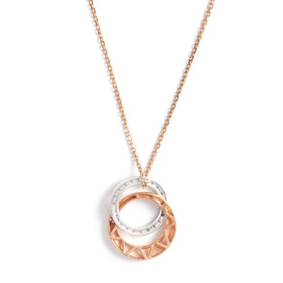 null Two-tone 18K gold necklace 750‰, adorned with a mobile motif consisting of a...
