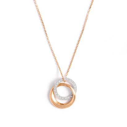 null Two-tone 18K gold necklace 750‰, adorned with a mobile motif consisting of a...