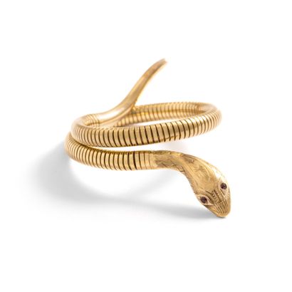 null 9K yellow gold 375‰ snake bracelet, the tubogaz mesh body on steel spring, the...