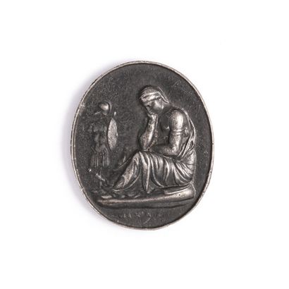 null Lot comprising six blackened metal casts, reproductions of cameos or intaglios,...