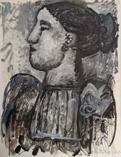 null Oleg ZINGER (1910-1998)

Portrait de femme de profil, 1960

Gouache sur papier.

Signée...