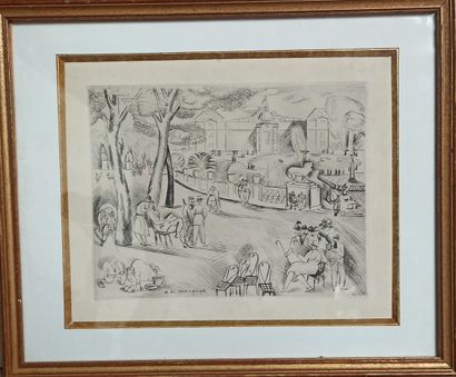 Lot comprising 14 framed pieces including...