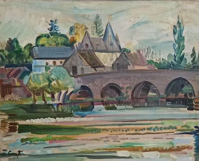 Maurice CROZET (1896-1978) 
Village en bord...