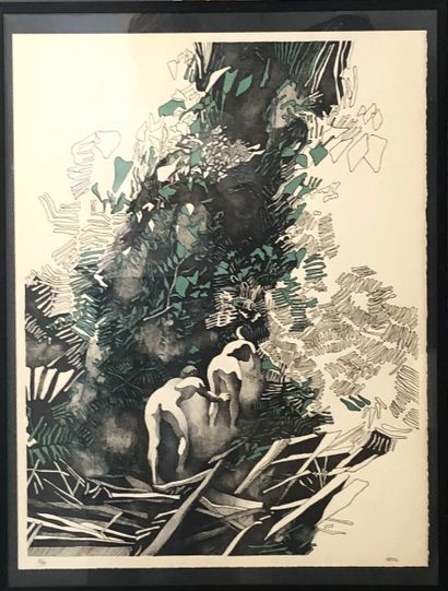 null Henri CUECO (1929-2017)

- Les chiens, lithographie, signée en bas à droite...