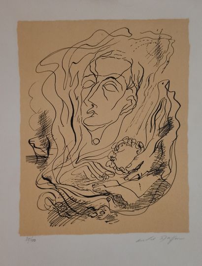 null André MASSON (1896-1987) 

The dreamer 

Lithograph signed lower right and numbered...