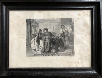  Lot d'estampes comprenant : 
- D'après F. D'Orléans, le voyage de Gulliver, lithographie,...
