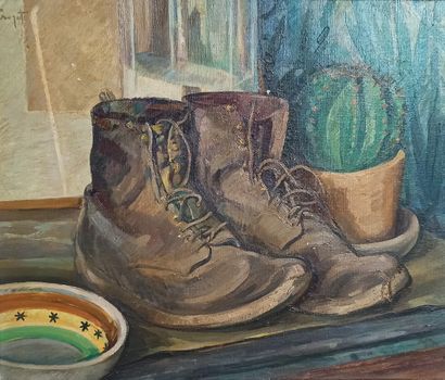 null Maurice CROZET (1896-1978)

Still life with boots and cactus

Oil on canvas.

Signed...