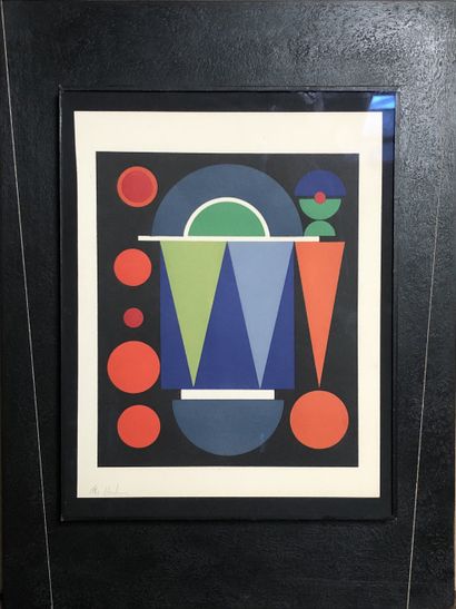 null Lot including 8 engravings and prints on paper framed with Auguste Herbin and...