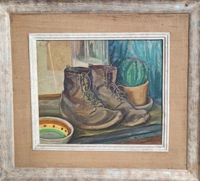 null Maurice CROZET (1896-1978)

Still life with boots and cactus

Oil on canvas.

Signed...