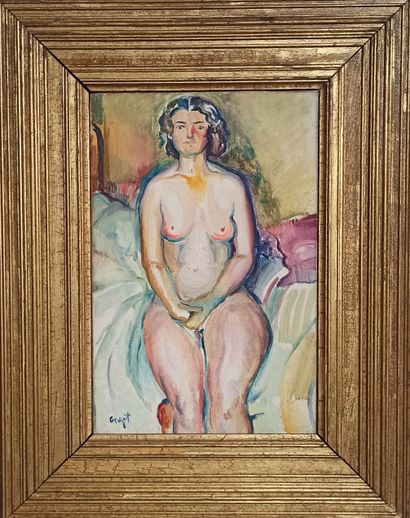 null Maurice CROZET (1896-1978)

Eve assise les mains jointes, 1935

Huile sur toile.

Signée...