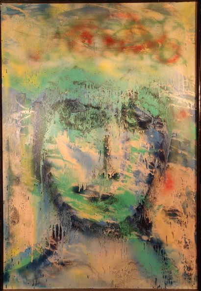 null Aline GAGNAIRE (1911-1997) 

Face, 1958 

Aerosol and oil on canvas.

Signed,...