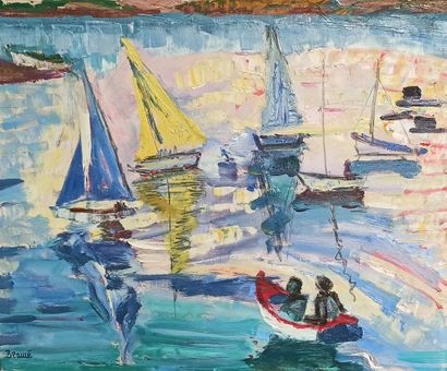 null André BEAUCE (1911-1974)

Voiliers et barques dans la baie

Huile sur toile.

Signée...