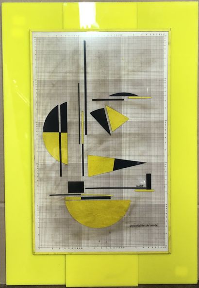 null Lot of 8 framed abstract compositions including three collages on paper of which...