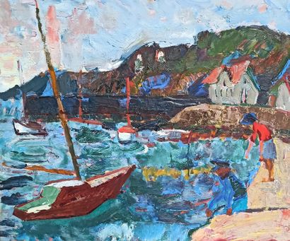 null André BEAUCE (1911-1974)

Sailing boats moored, 1962

Oil on canvas.

Signed...