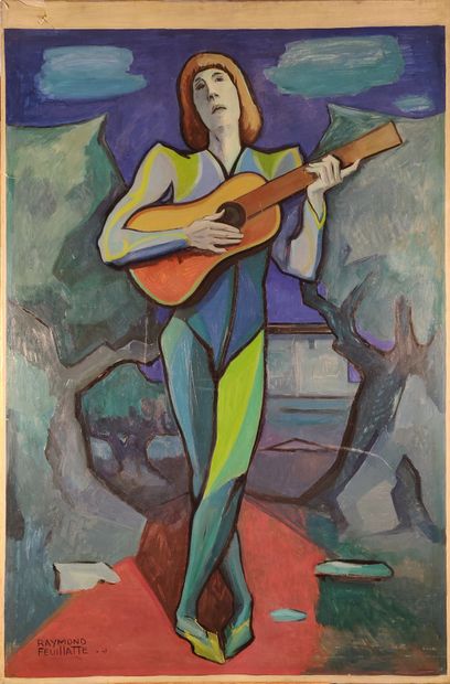Raymond FEUILLATTE (1901-1971) 
Le guitariste,...