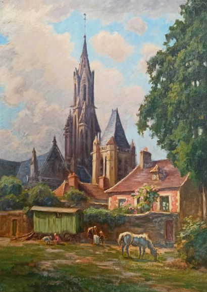 Charles WISLIN (1852-1932) 
Vue de la cathédrale...