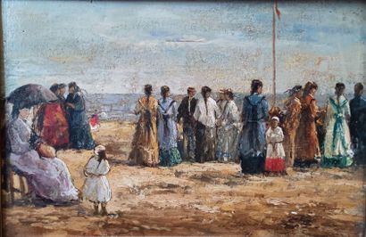 null French school of the Xth century 

Elegant Women at the Beach

Oil on panel.

Monogrammed...