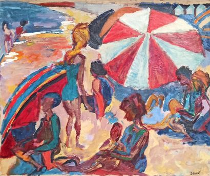 André BEAUCE (1911-1974) 
Baigneurs et parasols...
