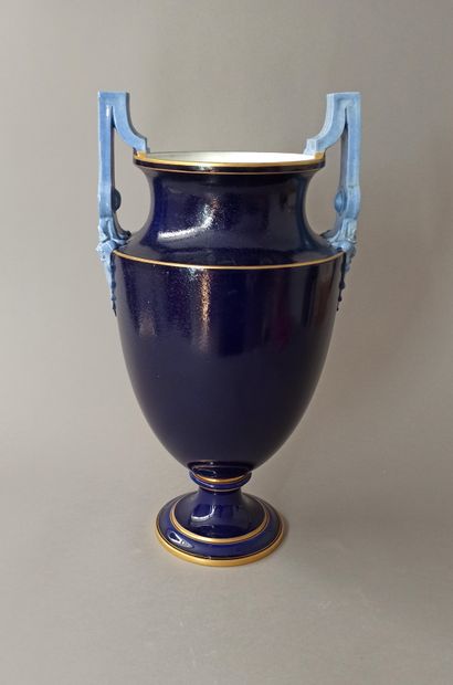 null Sevres

Large porcelain vase of ovoid form on pedestal with handles, later decoration...