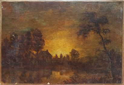 null Lot of paintings including : 

- French school of the XIXth century, view of...